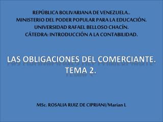 Las obligaciones del comerciante. Tema 2.