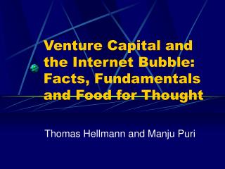 Venture Capital and the Internet Bubble: Facts, Fundamentals and Food for Thought
