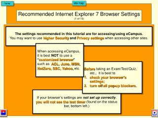 Recommended Internet Explorer 7 Browser Settings (1 of 10)
