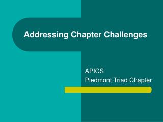 Addressing Chapter Challenges