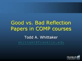 Good vs. Bad Reflection Papers in COMP courses
