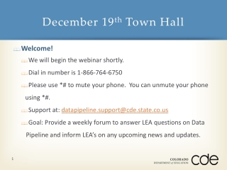 December 19 th Town Hall