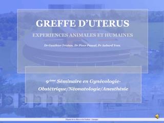 GREFFE D’UTERUS EXPERIENCES ANIMALES ET HUMAINES