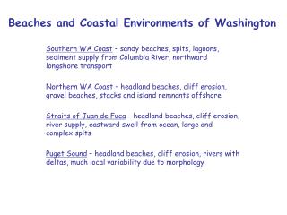 Beaches and Coastal Environments of Washington