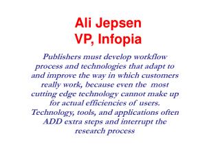 Ali Jepsen VP, Infopia