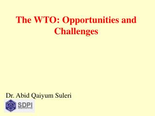 The WTO: Opportunities and Challenges