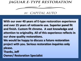 Jaguar Restoration - Jaguar E-type Restoration