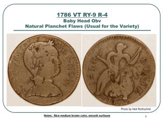 1786 VT RY-9 R-4 Baby Head Obv Natural Planchet Flaws (Usual for the Variety)