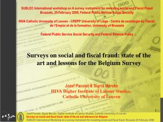 Surveys on social and fiscal fraud: state of the art and lessons for the Belgium Survey