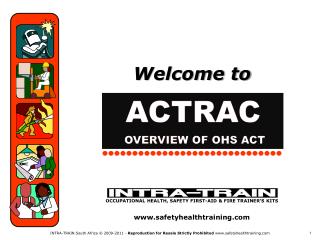 OCCUPATIONAL HEALTH, SAFETY FIRST-AID &amp; FIRE TRAINER’S KITS safetyhealthtraining