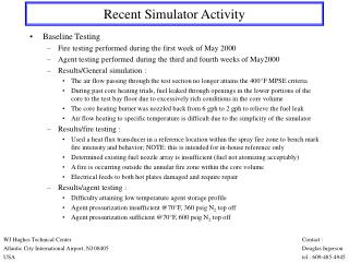 Recent Simulator Activity