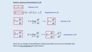 Position, Velocity and Acceleration in 2D
