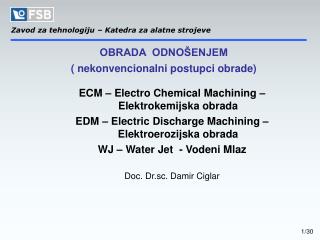 ECM – Electro Chemical Machining – Elektrokemijska obrada