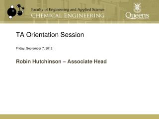 TA Orientation Session Friday, September 7, 2012