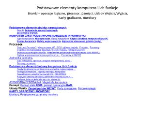 Podstawowe elementy struktur narzędziowych , Bramki , Zestawienie operacji logicznych ,