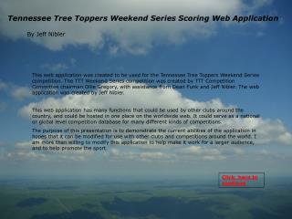 Tennessee Tree Toppers Weekend Series Scoring Web Application