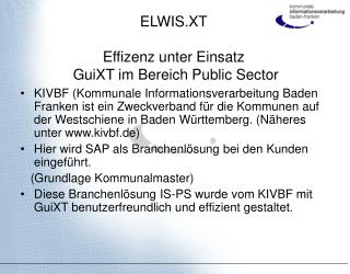 ELWIS.XT Effizenz unter Einsatz GuiXT im Bereich Public Sector
