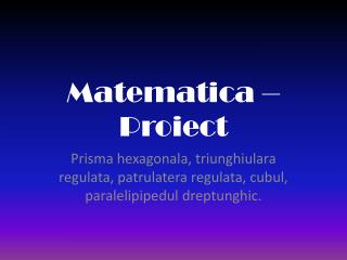 Matematica – Proiect