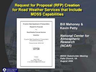 Request for Proposal (RFP) Creation for Road Weather Services that Include MDSS Capabilities