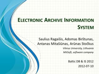 Electronic Archive Information System