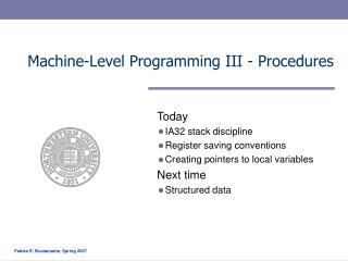 Machine-Level Programming III - Procedures