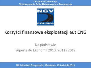 Korzyści finansowe eksploatacji aut CNG