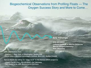 Arne Körtzinger IFM-GEOMAR Leibniz Institute of Marine Sciences Marine Biogeochemistry