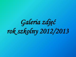 Galeria zdjęć rok szkolny 2012/2013