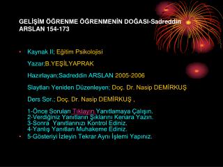 GELİŞİM ÖĞRENME ÖĞRENMENİN DOĞASI-Sadreddin ARSLAN 154-173