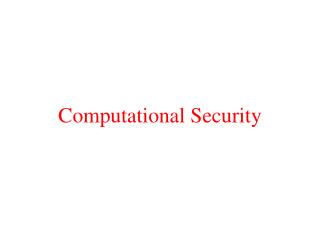 Computational Security