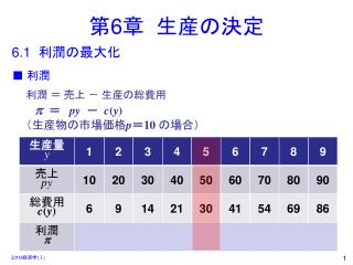 第 6 章 生産の決定