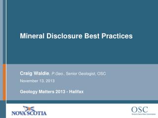 Mineral Disclosure Best Practices