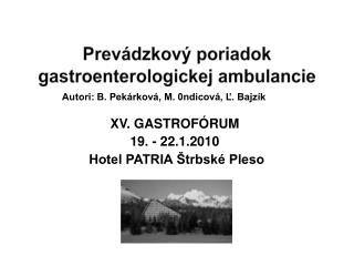 Prevádzkový poriadok gastroenterologickej ambulancie