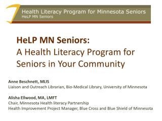 HeLP MN Seniors: A Health Literacy Program for Seniors in Your Community