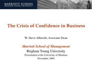 The Crisis of Confidence in Business
