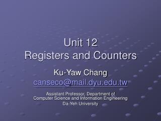 Unit 12 Registers and Counters