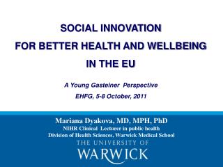 SOCIAL INNOVATION FOR BETTER HEALTH AND WELLBEING IN THE EU A Young Gasteiner Perspective