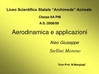 Aerodinamica e applicazioni