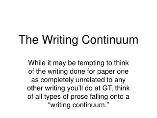 The Writing Continuum