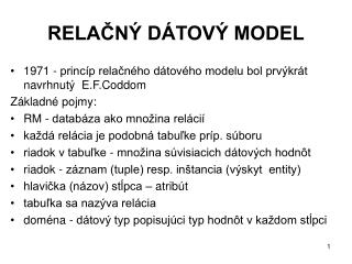 RELAČNÝ DÁTOVÝ MODEL