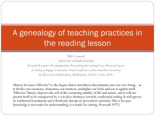 A genealogy of teaching practices in the reading lesson