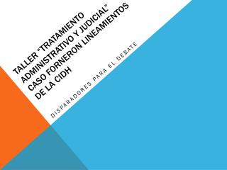 TALLER “TRATAMIENTO ADMINISTRATIVO Y JUDICIAL” CASO FORNERON liNEAMIENTOS DE LA CIDH