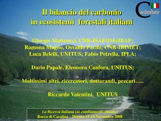 La Ricerca italiana sui cambiamenti climatici Rocca di Casalina – Deruta 13-14 Novembre 2008