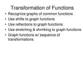 Transformation of Functions