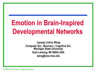 Emotion in Brain-Inspired Developmental Networks