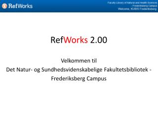 Ref Works 2.00