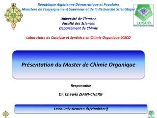 Présentation du Master de Chimie Organique