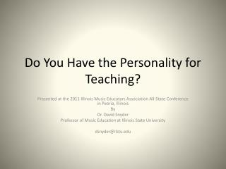 Do You Have the Personality for Teaching?