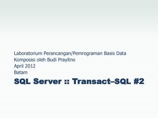 SQL Server :: Transact– SQL #2