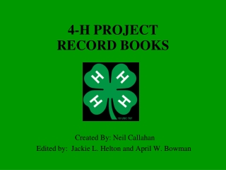 4-H PROJECT RECORD BOOKS